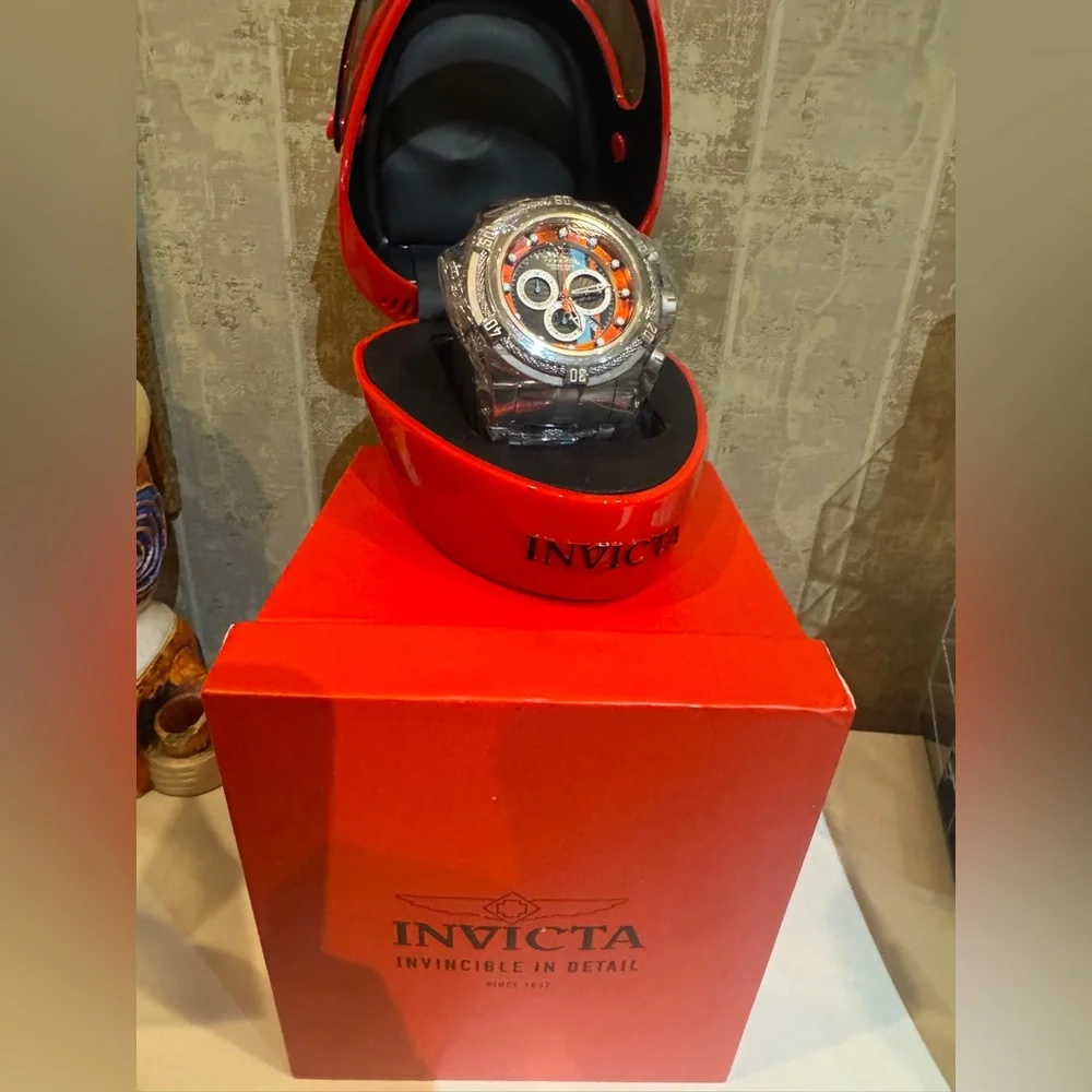 Invicta Bolt Zeus Reserve Racing Team Men's Silver and Orange Watch NEW TAGS HTF